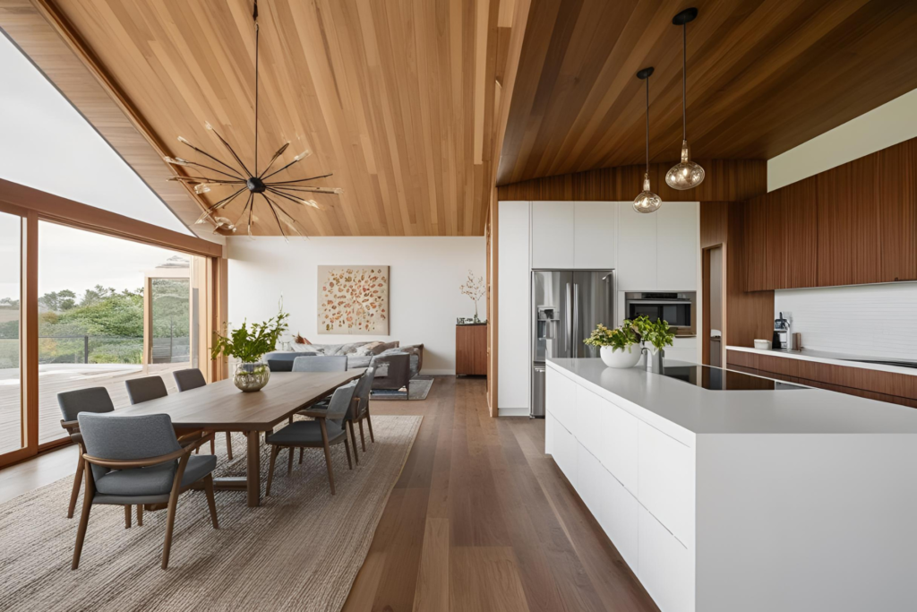 living room interior with dining room